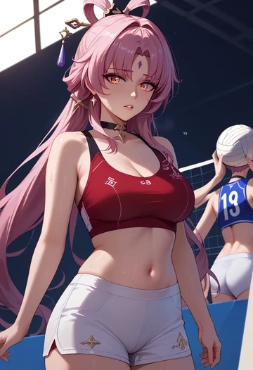 star rail,fu xuan,volleyball uniform  - AI generated anime art